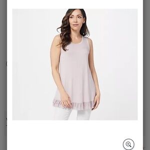 LOGO by LORI GOLDSTEIN Sleeveless beige Top with Ruffle Hem large tunic